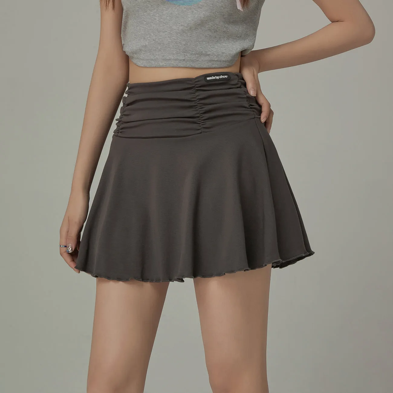 Sport Shirring Frill Mini Skirt