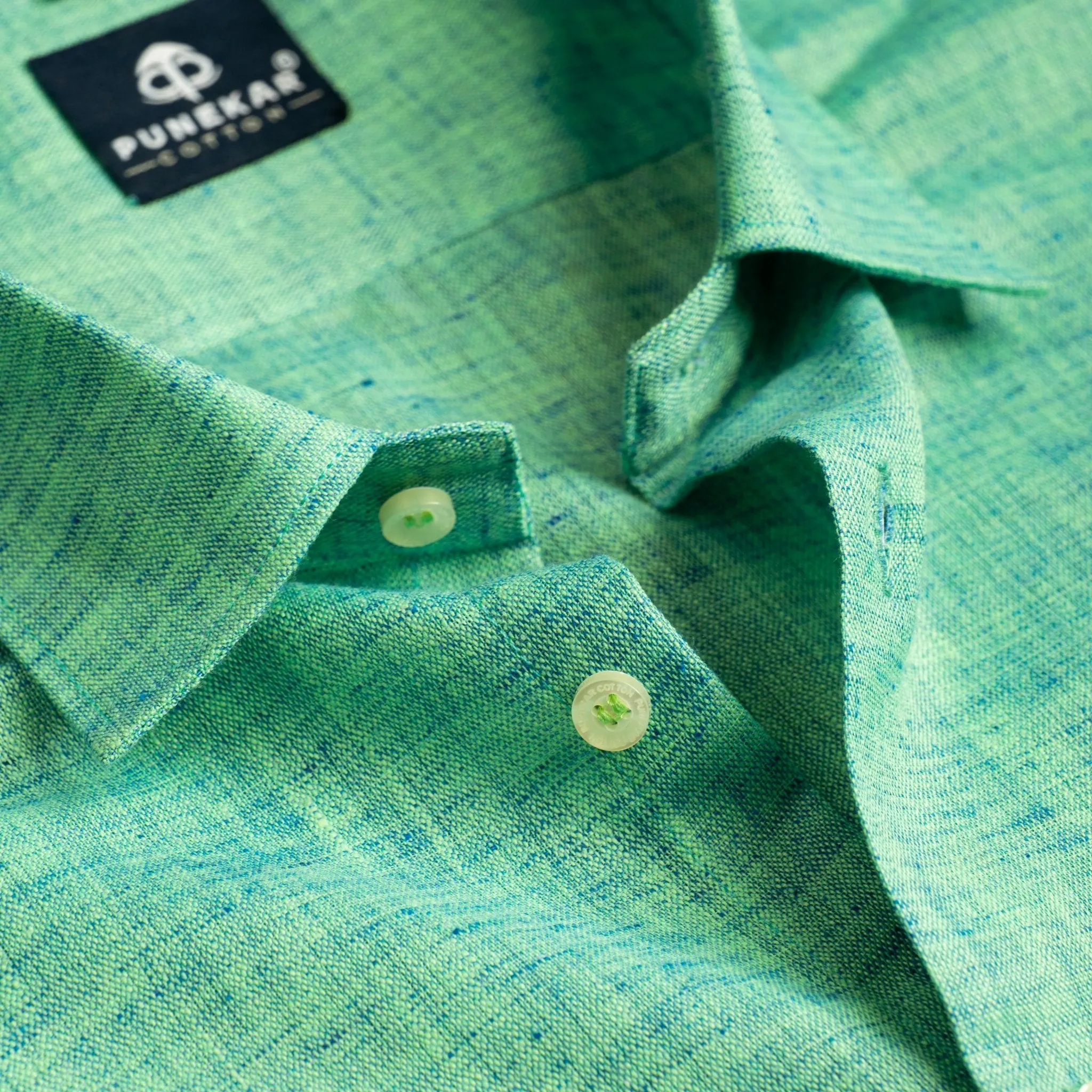 Spring Green Color Poly Cotton Shirt For Men