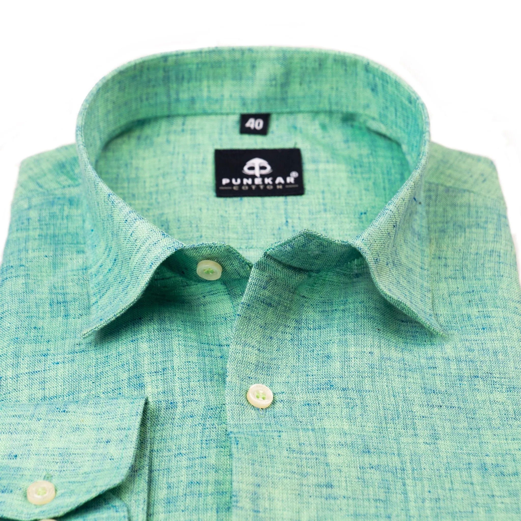 Spring Green Color Poly Cotton Shirt For Men