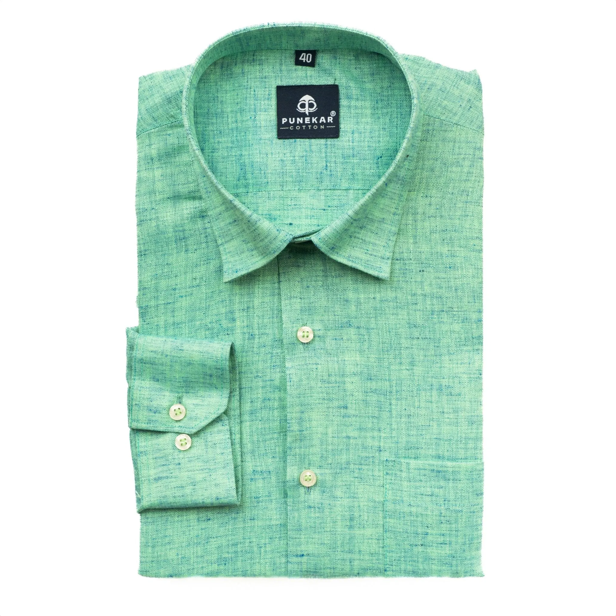 Spring Green Color Poly Cotton Shirt For Men