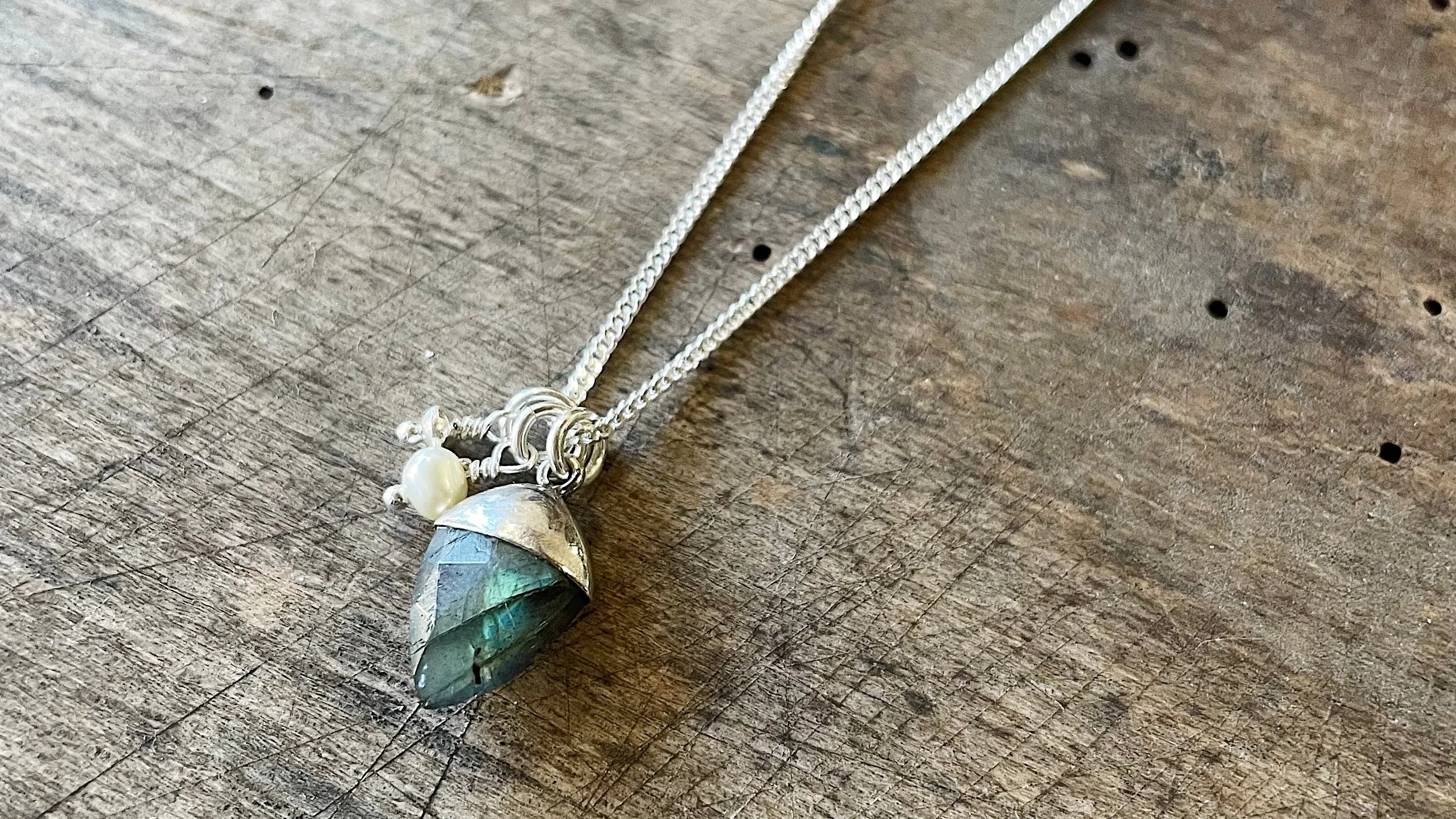 Three Of Cups // The Empress Tarot Necklace Labradorite and Sterling Silver