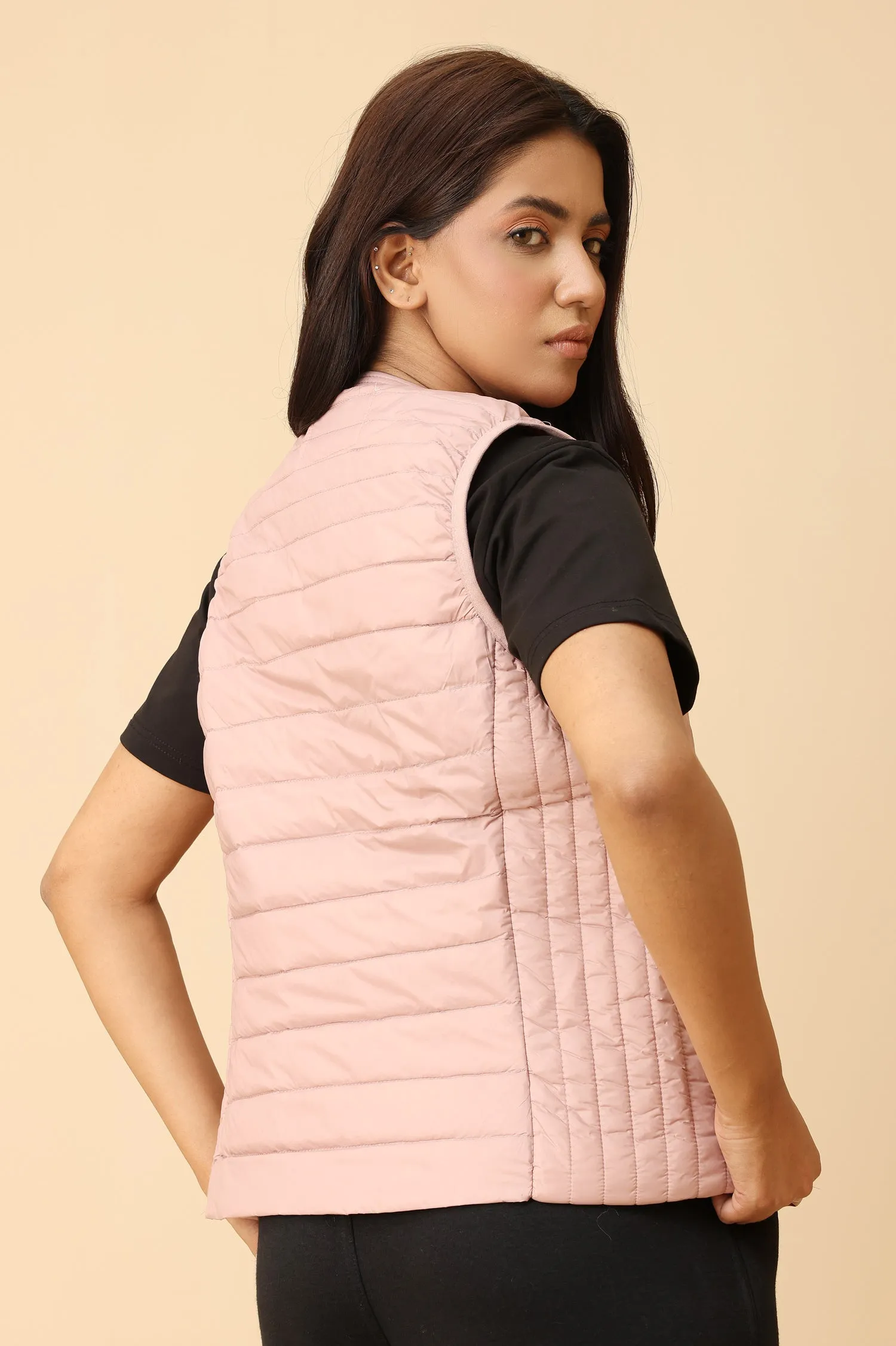 ULTRA-LIGHT QUILTED VEST-PINK