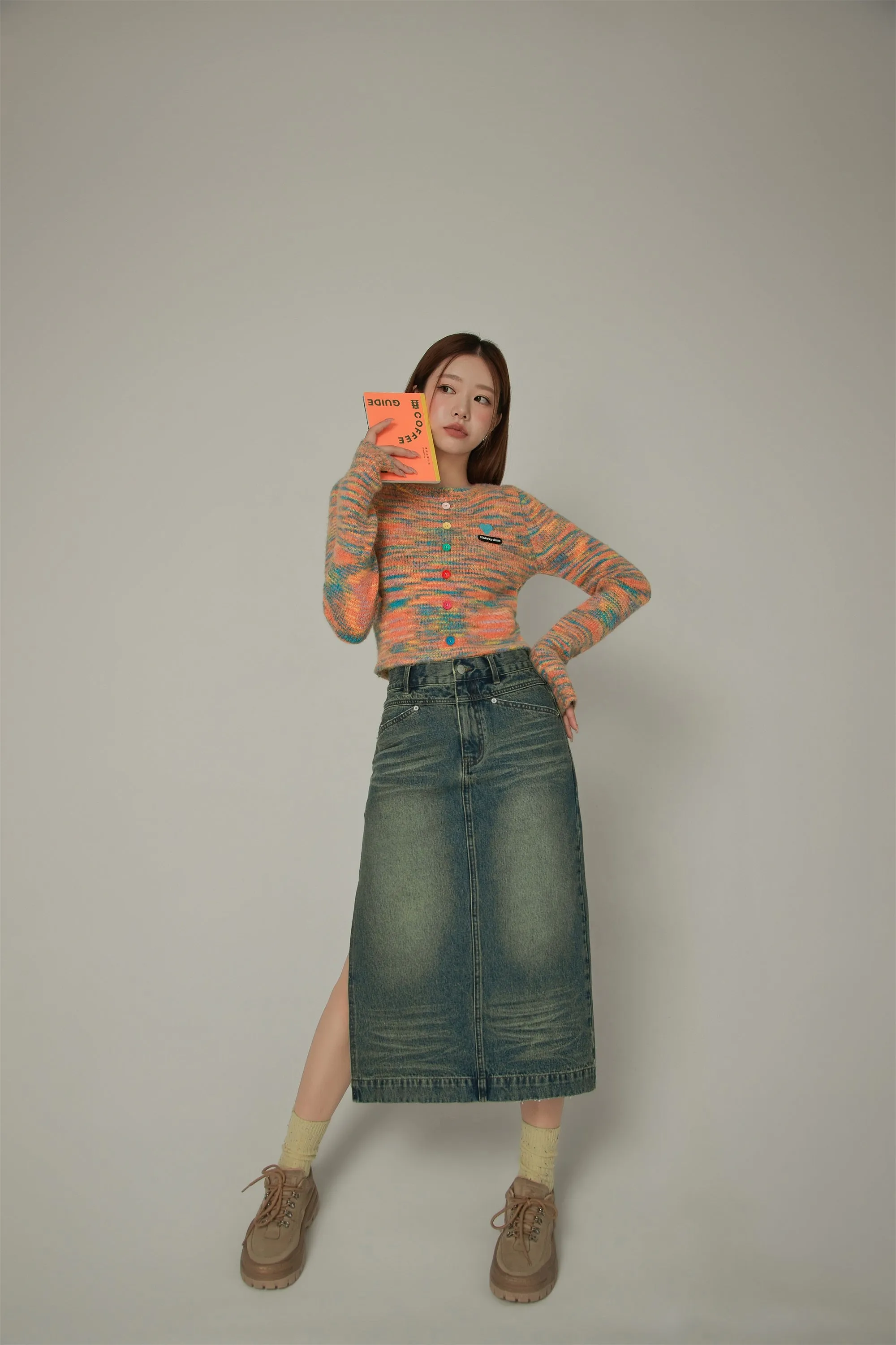 Vintage Slit Denim Skirt