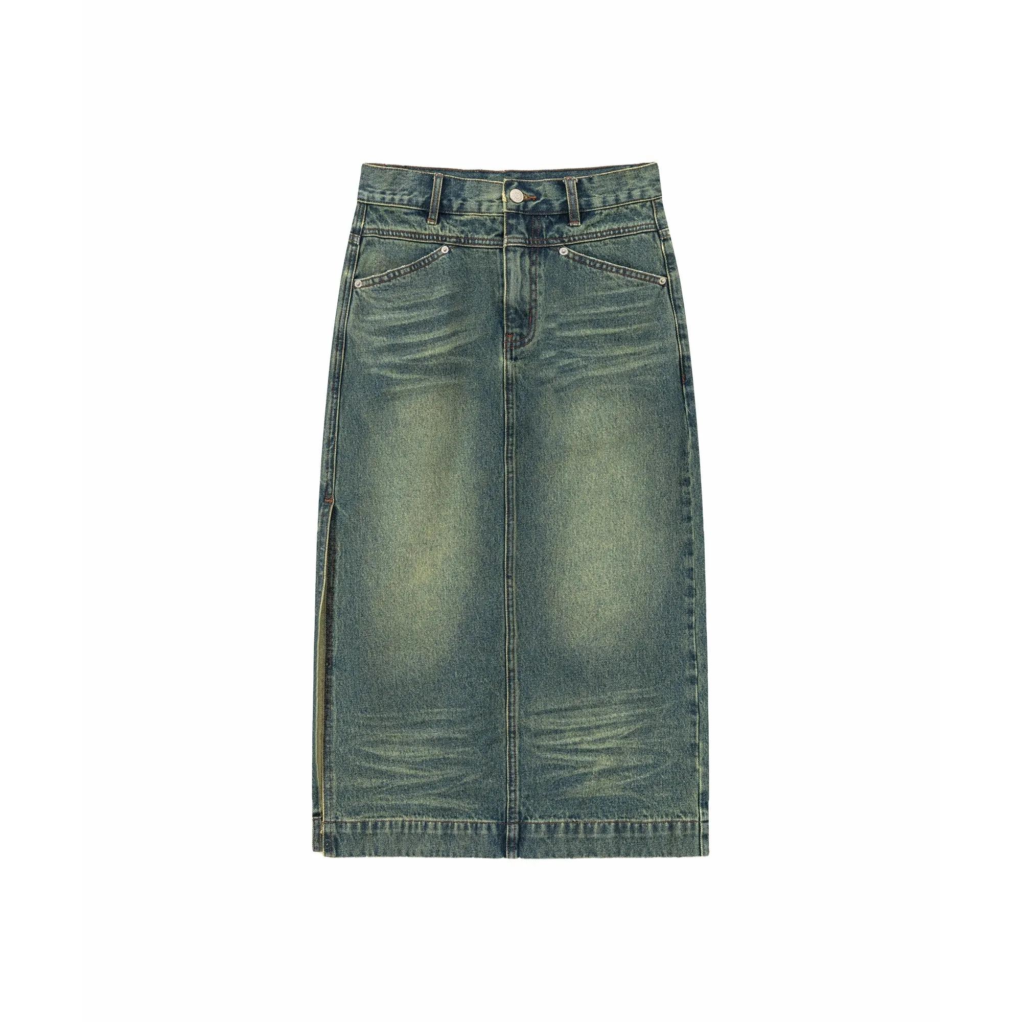 Vintage Slit Denim Skirt