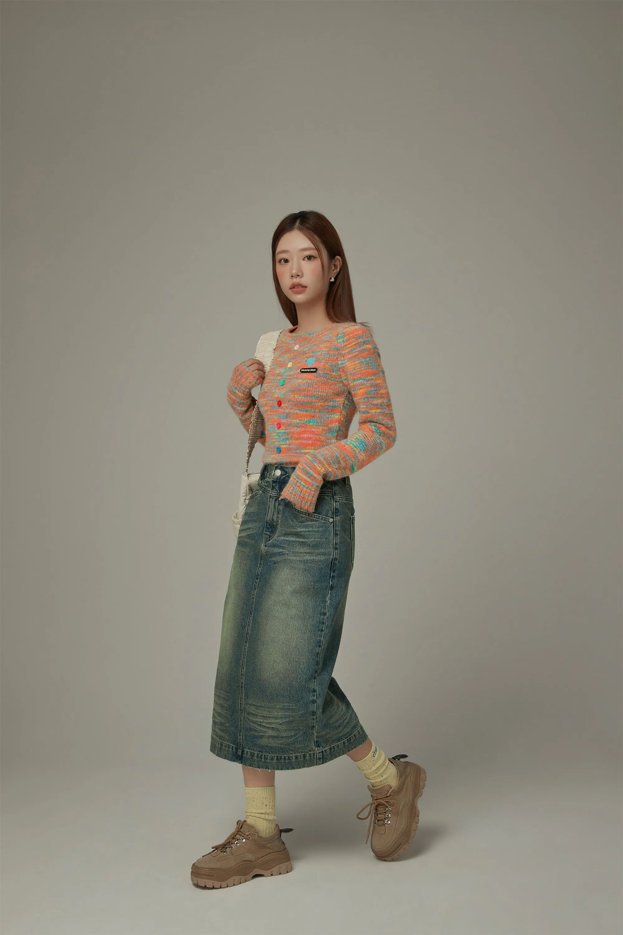 Vintage Slit Denim Skirt